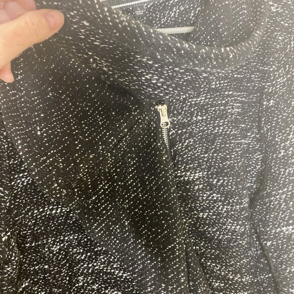 BNCI by Blanc Noir Multi-Knit Jacket L Ruffle Trim Collared Full Zip - Picture 4 of 9